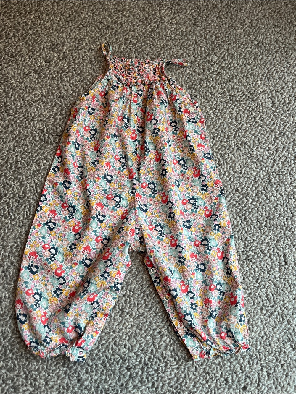 Bonpoint Floral Smocked Halter Jumpsuit - Multicolor